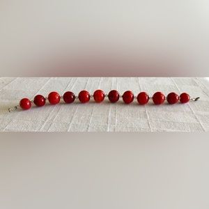 Murano Glass Ball Bracelet in Red with Swarovski Crystals